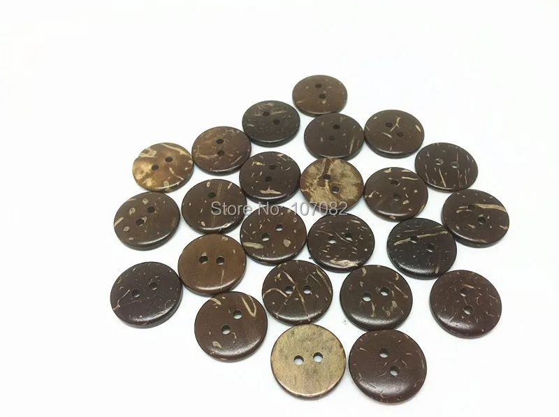 1000 шт./лот 15 мм коричневые пуговицы из натуральной кокосовой скорлупы круглые с 2