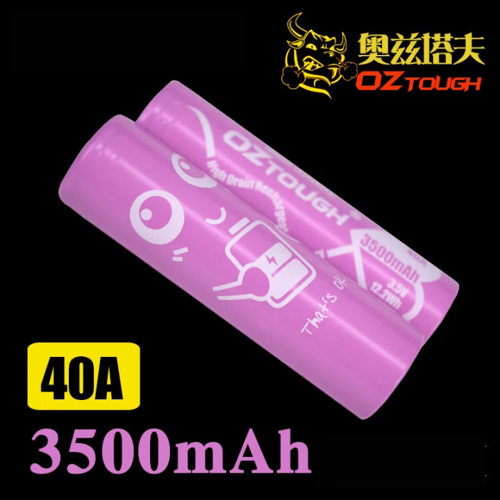 

2PCS ICL OZTOUGH 18650 battery 3.5V 3500mah 60A pink cartoon rechargeable li-lon Vape Electronic cigarette power batteries