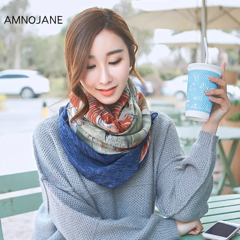 2018 Korean Style Women Scarf Fashion Spring Rectangular Cotton Scarves Flowers Shawl Summer