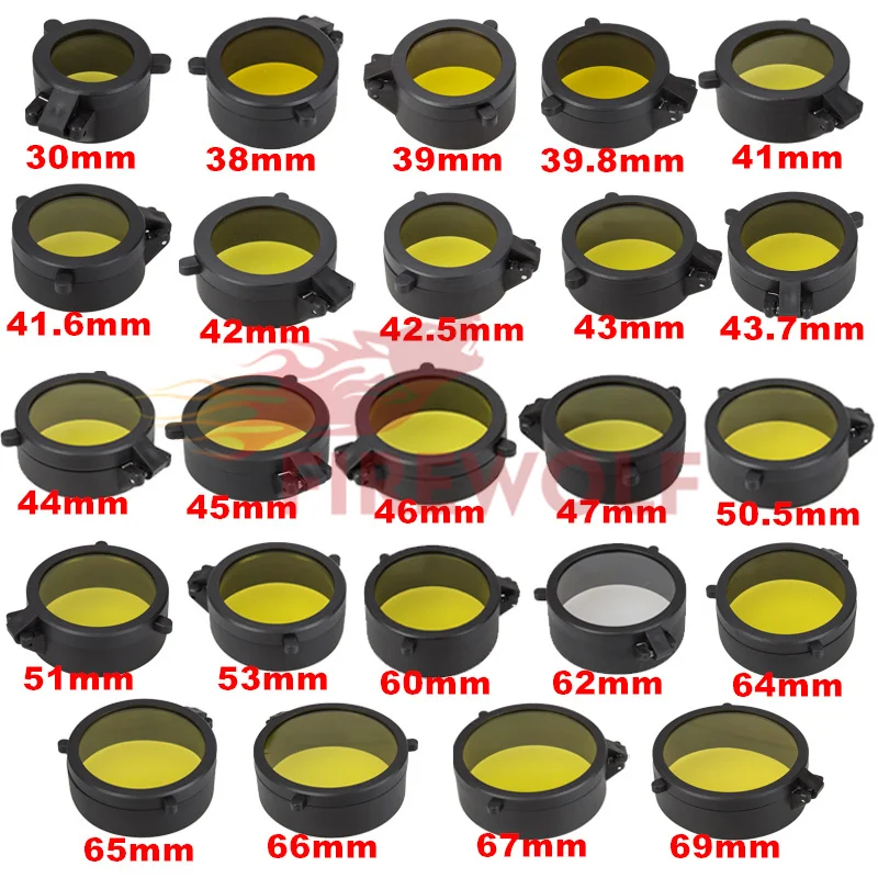 FIRE WOLF Rifle Scope Lens Cover Internal Diameter Transparent Yellow