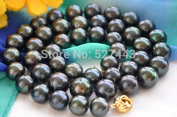 

Wholesale Huge 18" 10mm ROUND BLACK FRESHWATER PEARL NECKLACE AAA
