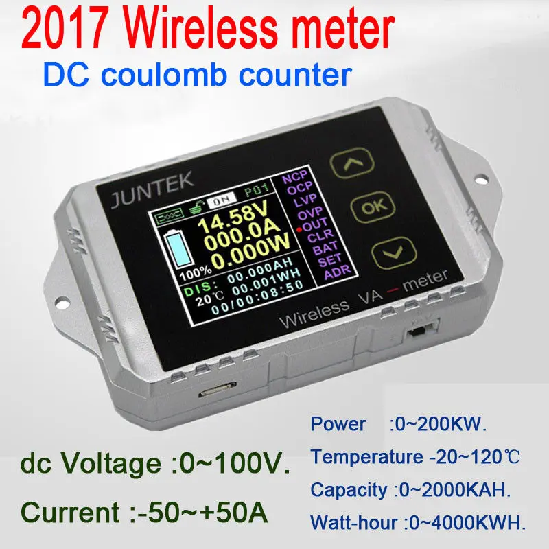 DC 0-100 в 30A беспроводной Вольтметр Амперметр мощность метр автомобиля батарея ёмкость Напряжение Ток кВтч Ватт мониторы кулонметр