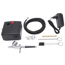 Airbrush Tool With Compressor For Nails Kit Cake Decorating With Cleaning Set And 0.2 0.5 Mm Nozzle And Needle,Eu Plug
