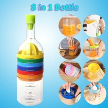 Multifunción 8 en 1 Herramientas de Cocina Botella de Forma Profesional máquina de Cortar Rallador Trituradora Embudo Taza de Medir