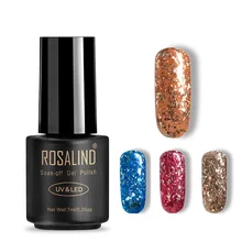 Rosalind гель 1 S 7 мл, флакон, черный цвет блестки лак для ногтей можно замочить гель блеск УФ светодиодный светильник Метеор фрагмент гель блеск