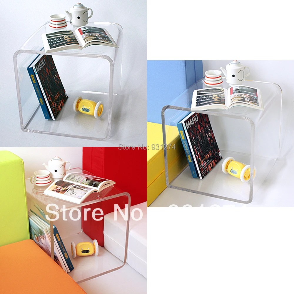 Colored Cubic Acrylic Night table with storage rack Modern coffee table side table Stylish bedroom furniture