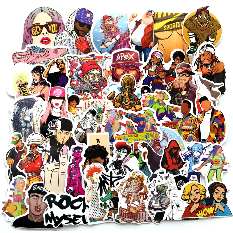 

48Pcs/Lot Rock Hip Hop Rap Graffiti Sticker Singer Europe Decal Luggage Suitcase Waterproof Skateboard Motor Waterproof Stickers