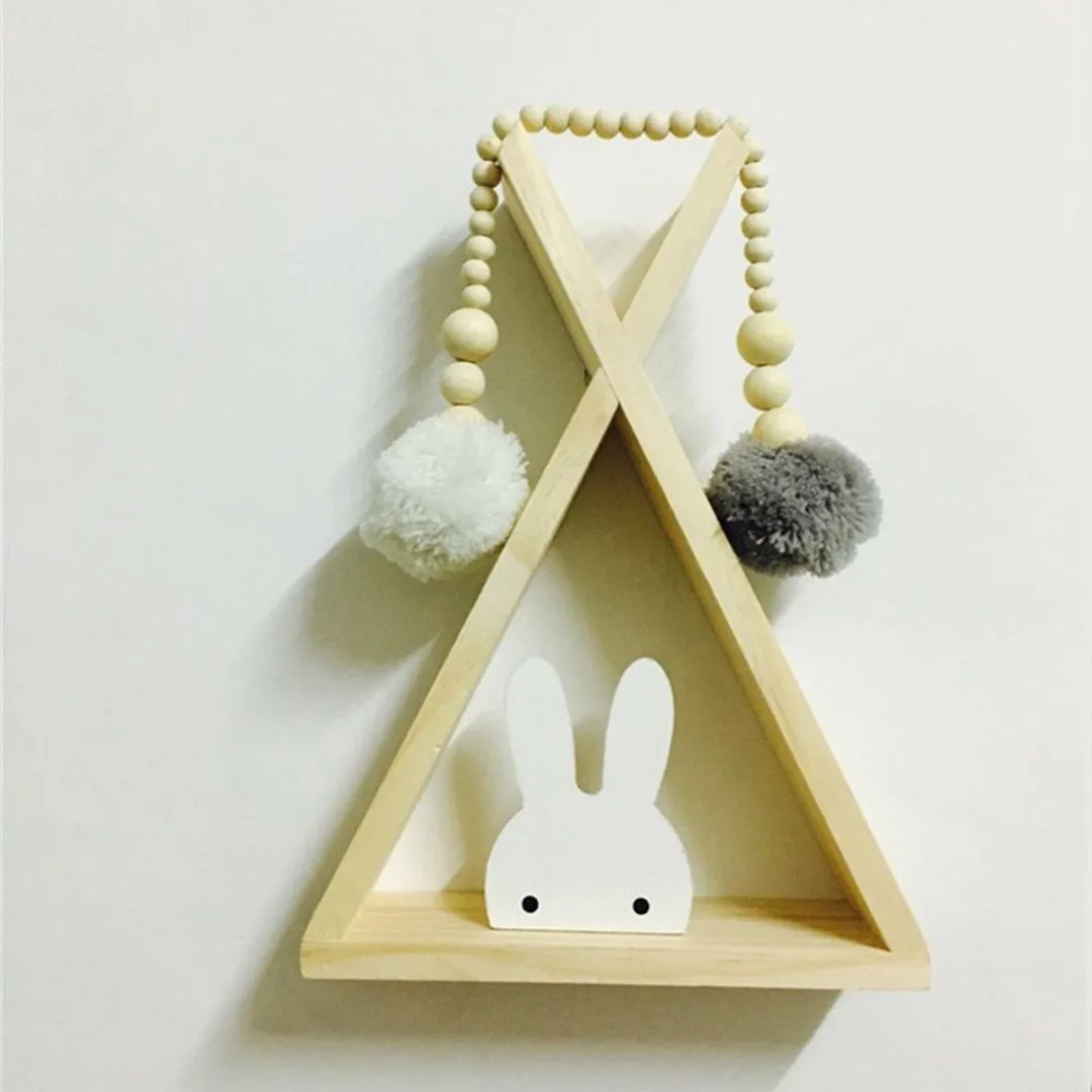 Nordic Style Kids Baby Wooden Trigon  Storage Book Shelf Home Room 0*20*6.5cm