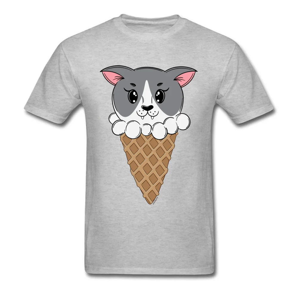 Design T-shirts Cute Crewneck Kitty Cream 100% Cotton Men Tops Shirts Personalized Short Sleeve Tops T Shirt Wholesale Kitty Cream grey