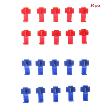 

Auto 10pcs 2 Pin T Shape Wire Cable Connectors Terminals Crimp Scotch Lock Quick Splice Car Audio Kit Tool