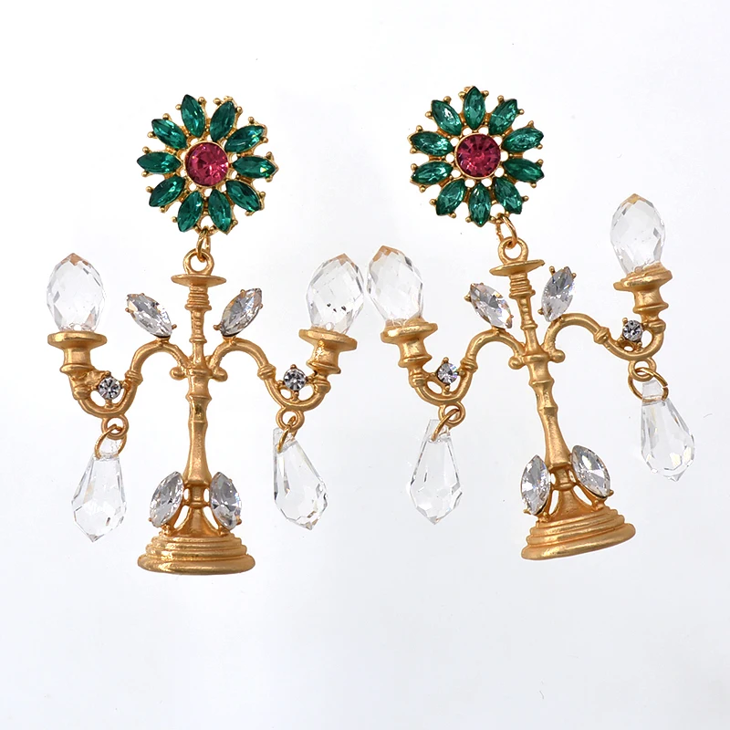 

New European and American baroque crystals chandelier fashion vintage earrings exaggerated ear ornaments retro long drop earring