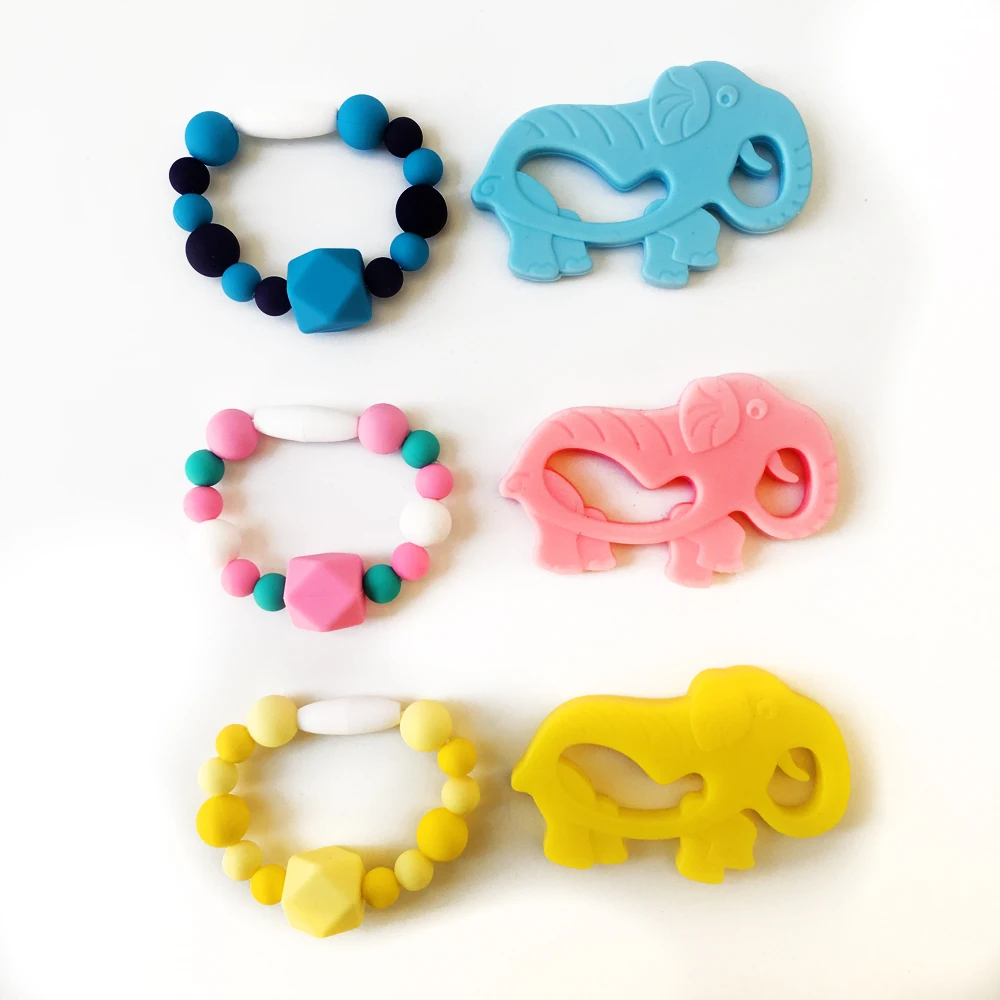 

Hand-Made Silicone Pacifier Chain Elephant Teether Necklace Baby Nursing Oral Teething Care Clips Bracelet Molar Gifts Pendent