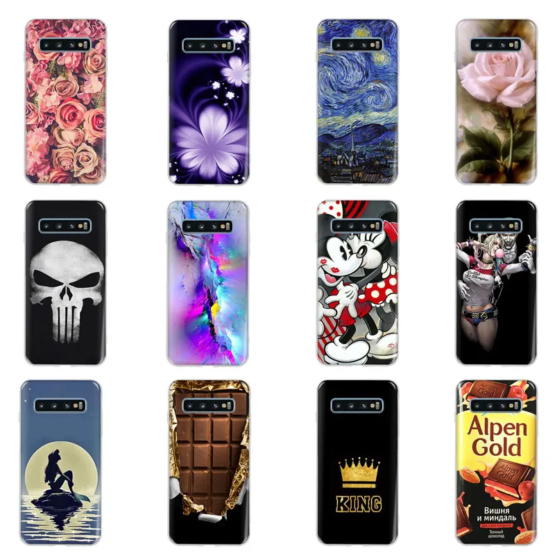 

Soft TPU For Samsung Galaxy S10 E S10+ S10 Plus S10 Cover Case Painted Soft Silicone Flower lovely Mickey Phone Back Case Coque