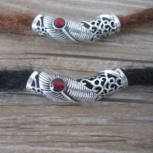 2 шт/партия тибетские серебряные красные и синие волосы оплетка Dread дредлок бусины-трубки 8 мм отверстие