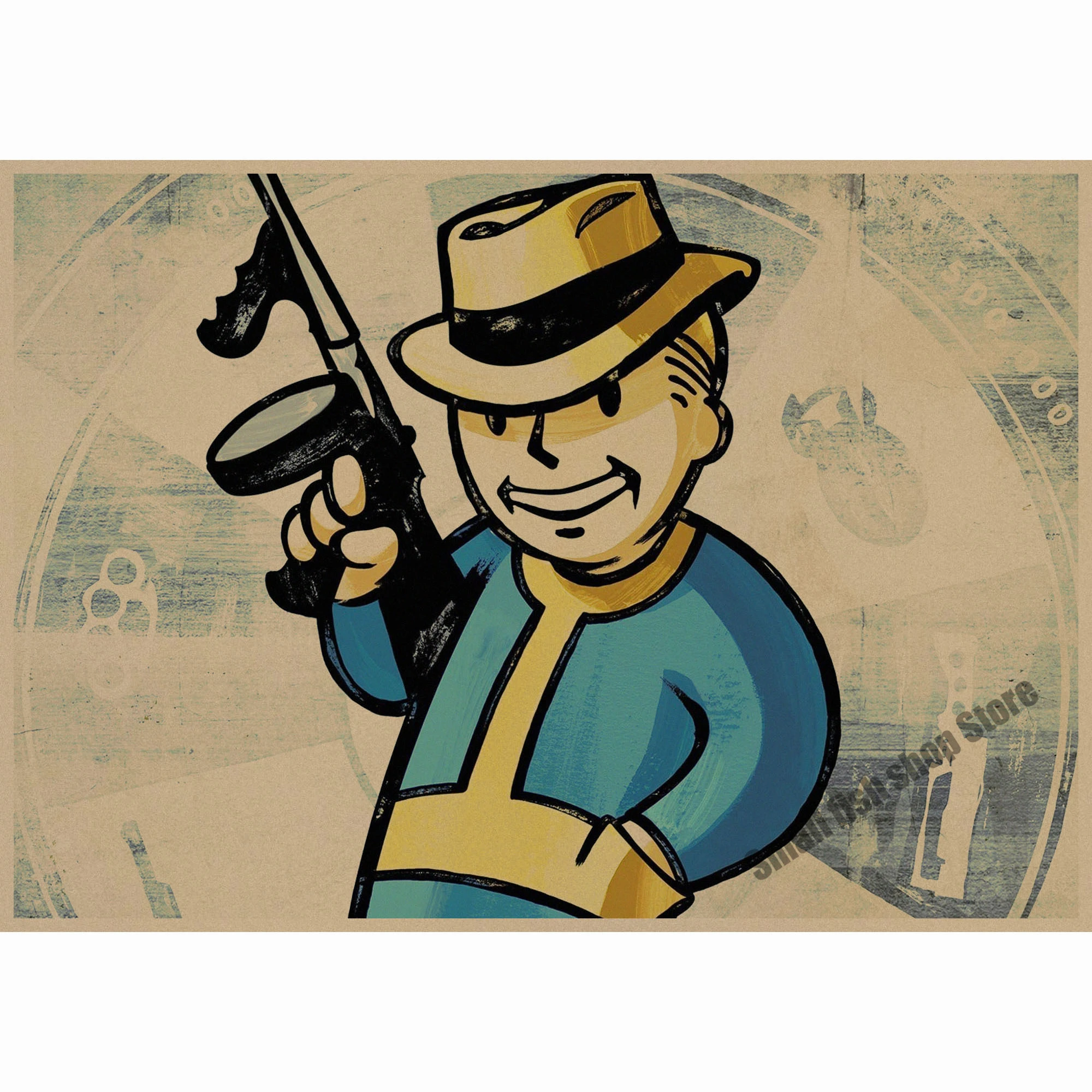 Fallout 3 4 Игра ретро плакат, крафт-бумага для бара кафе домашний декор живопись Наклейка на стену - Цвет: Армейский зеленый