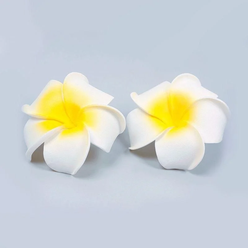 

2pcs Hawaiian Foam Flower Bridal Wedding Party Hair Clip White Plumeria (Size: 2) Hair Accessory for Girls Kids