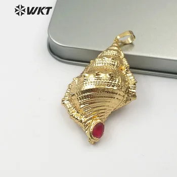 

WT-JP108 WKT New Design Dipped Trumpet Shell Pendant with Full Metal Plated Pendant For Trendy Necklace Pendant Jewelry