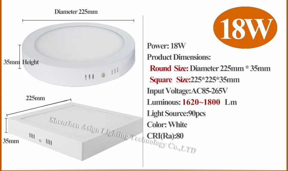 Светодиодный Панель свет 6Вт 12Вт 18Вт, поверхностного монтажа светодиодный Потолочные светильники AC85-265V круглый квадратный светодиодный потолочный светильник 30 60 90 шт. 2835SMD