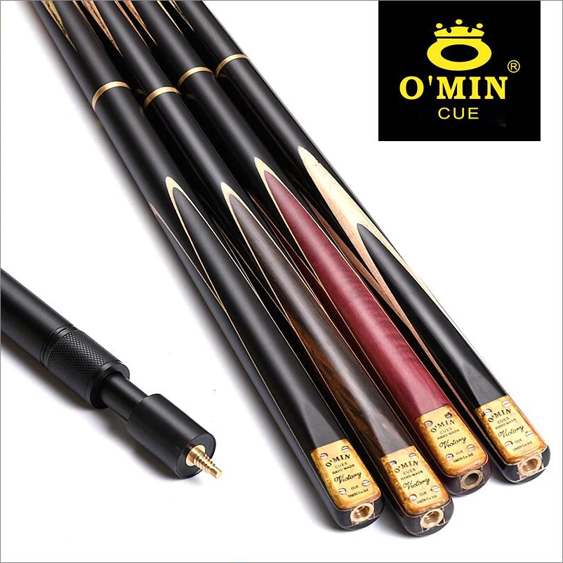 

O'MIN Snooker Cue 3/4 Piece Snooker Cue Kit with O'MIN Case with Telescopic Extension 9.5mm/10mm/11.5mm Tip Stick with Gifts