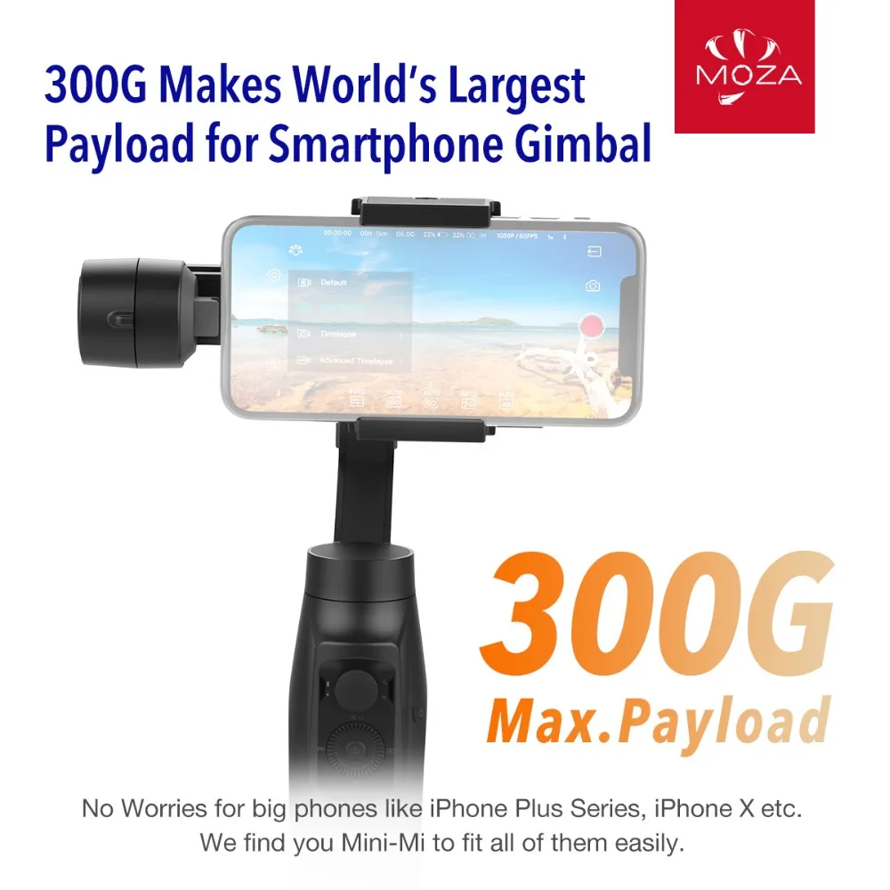 MOZA Mini-MI mini mi Gudsen World's First Smartphone Gimbal Stabilizer with Wireless Charging, Best Alternative to Smooth Q / 4