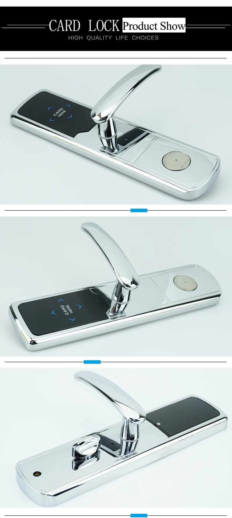 New Design Silver Electronic Door Lock Keyless RFID Smart Card Door Lock For Hotel Home Office ZAG1008 