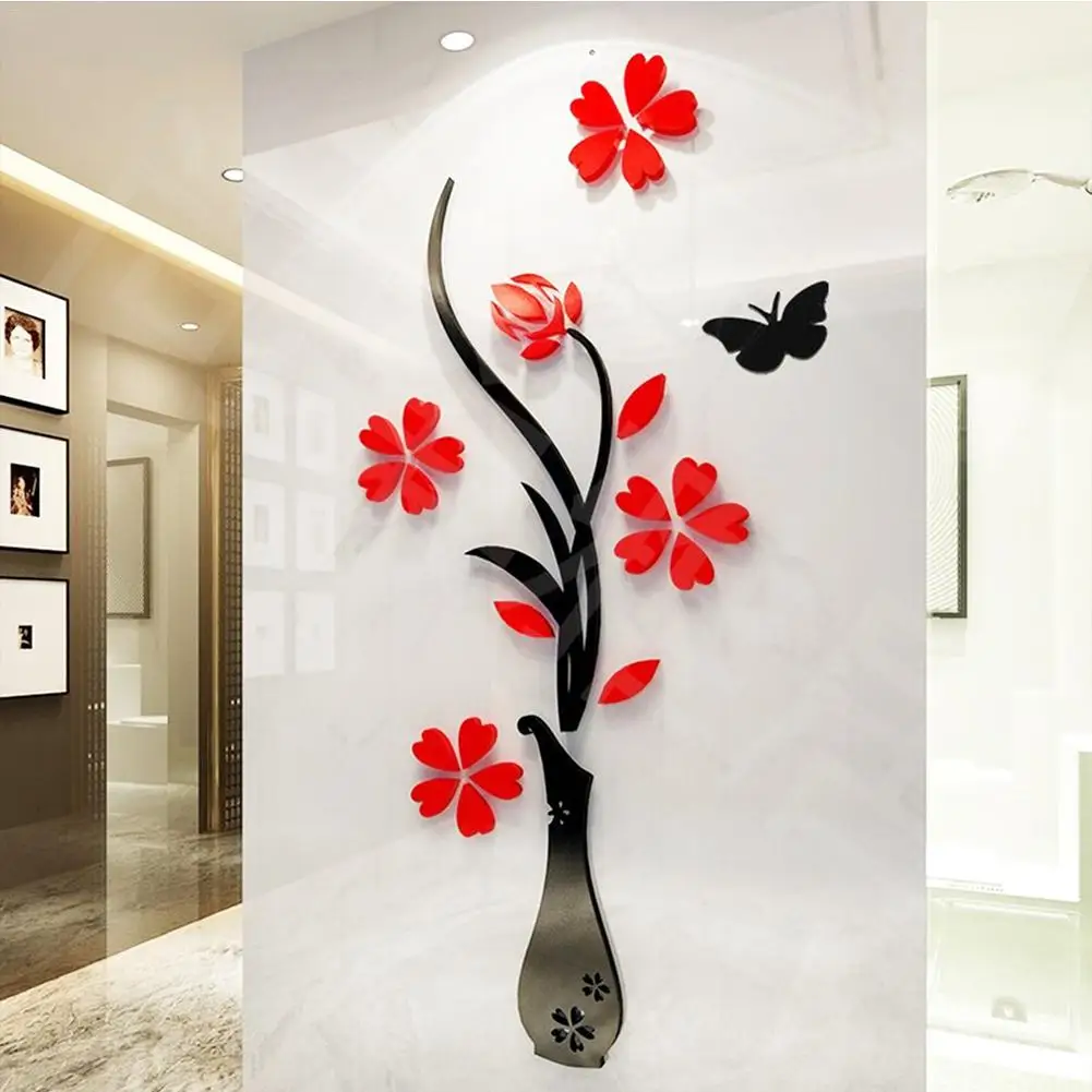 

3D DIY Flower Decal Wall Sticker Removable Home Room Decoration Applique Three-dimensional TV Background Entranceway Art Mural