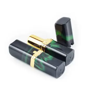 

3.5g Square Lipstick Tube Green Marble 12.1MM Elegant Cosmetic Packaging Container Empty Lip Balm Bottle