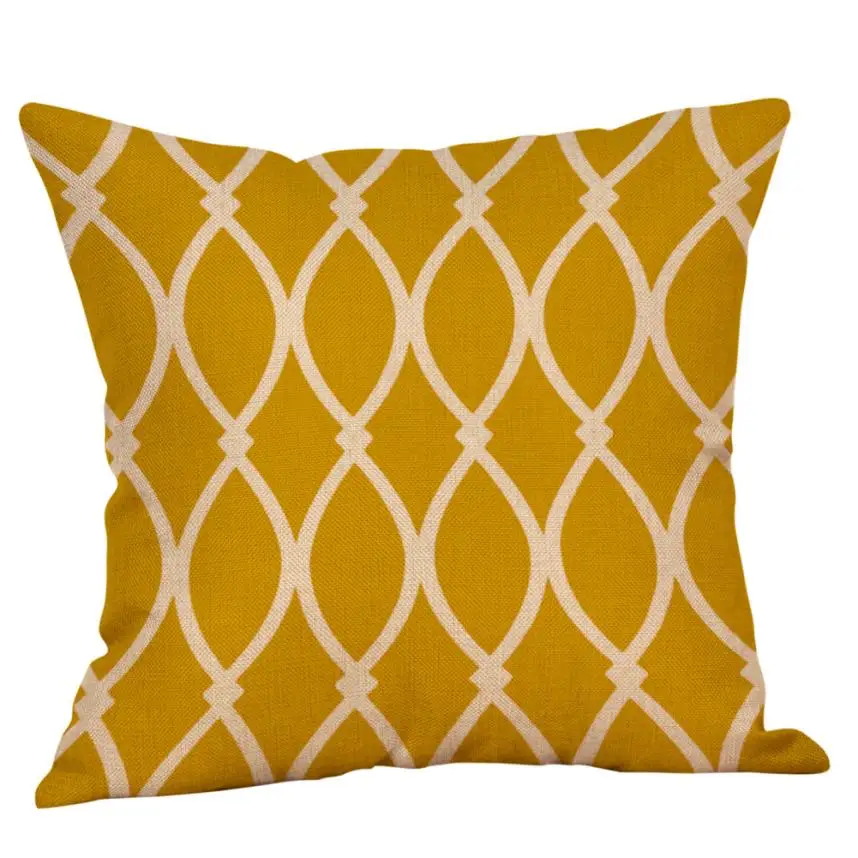 Горчичный чехол для подушки Желтый геометрический осенний хлопковый льняной чехол для подушки декоративный чехол для подушки 45*45 желтый#40 - Цвет: I