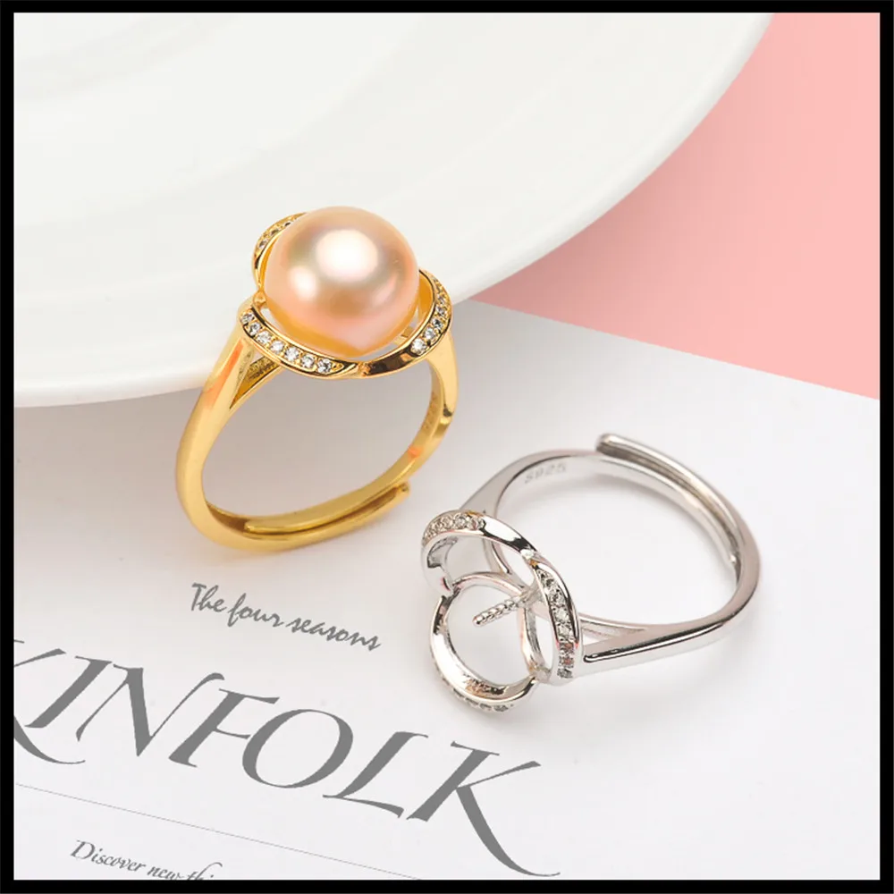 

925 silver fine jewelry accessories wholesale diy handmade unique semi mount ring settings pearl jewelry making for women