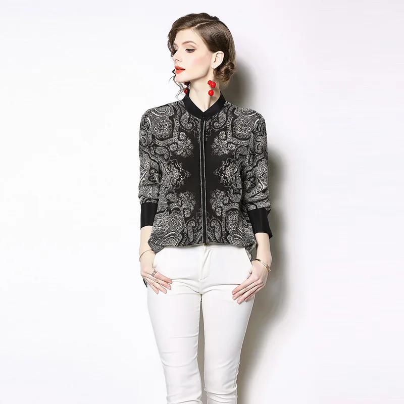 

Blusas Mujer De Moda 2019 New Blouses Women Fashion Shirt Spliced Printed Long Sleeved Shirts Womens Tops and Blouses Plus Size