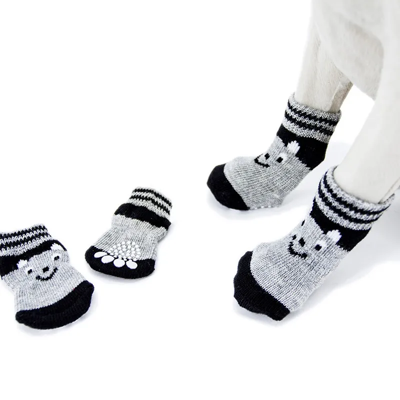 4 шт. милые мягкие теплые носки для щенков зимние парусиновые ботинки для собак маленькие собаки S-XL