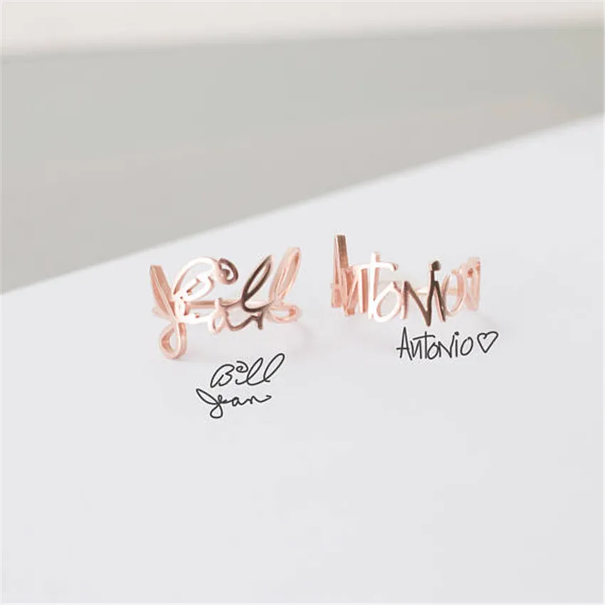 Personalized Font Name Ring Jewelry Stainless Steel Handmade Custom Ring Wedding Gifts Gold Silver Adjustable Anillos Mujer