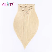 YILITE Full Head Clip in Hair Extensions 110g/set, 14inch Double Drawn Remy Hair Straight Russian Human Hair Extensions