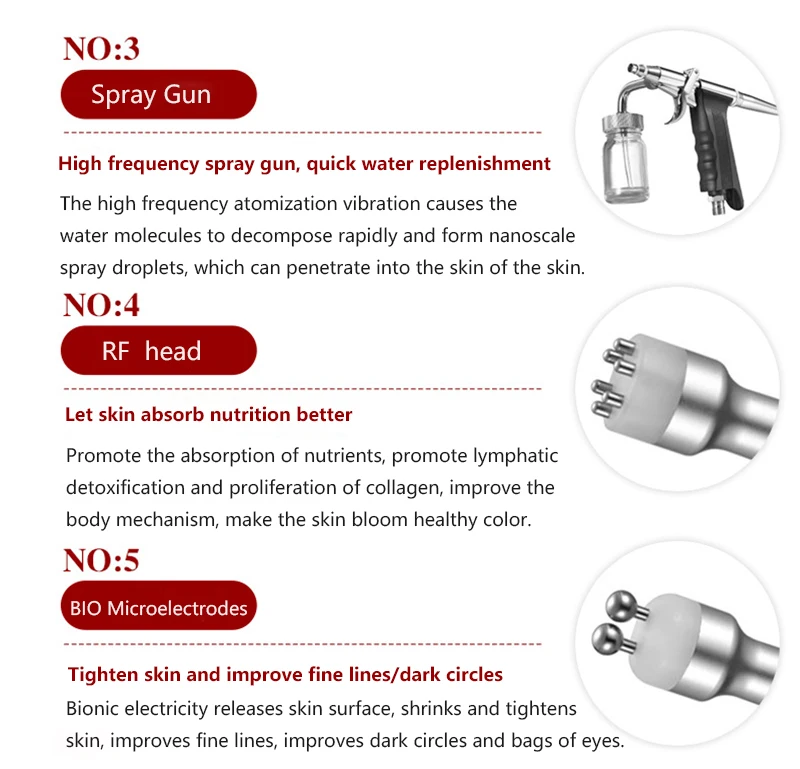 6 в 1 Спа био лифтинг RF приспособления для лица небольшой пузырь кожи терапия Гидра дермабразия спрей кислород уход красота оборудование кожи