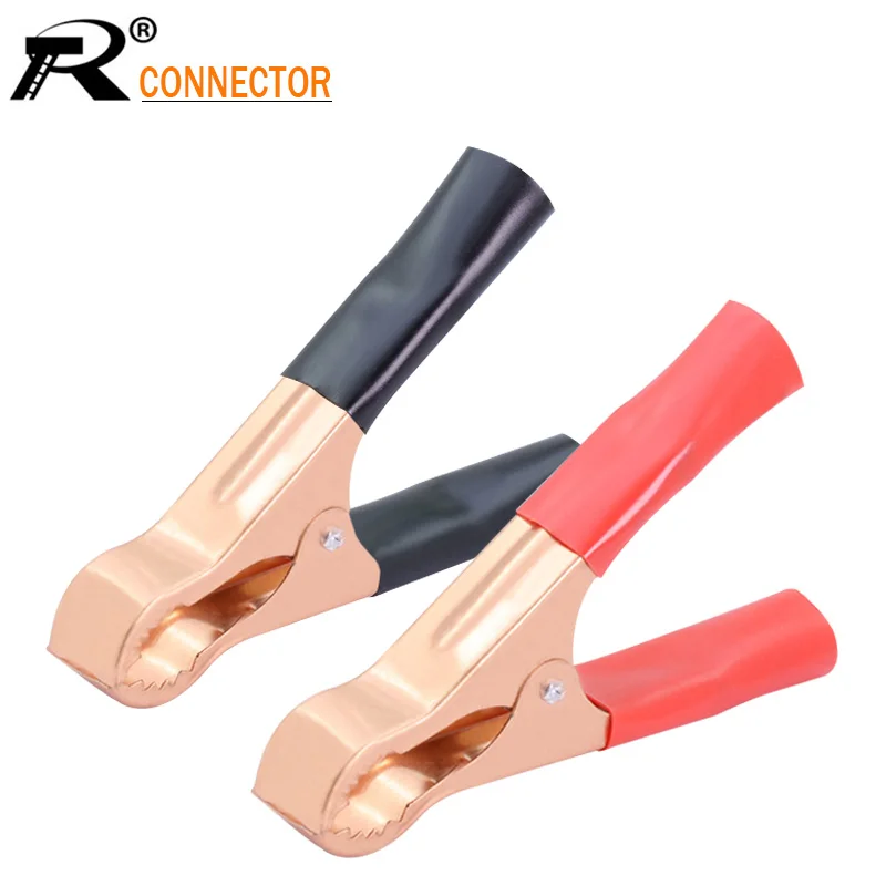 4pcs 50A Red+ Black 80mm Crocodile Car Van Battery Test Lead Clips Alligator Clips Electrical Jumper Wire Cable Clamp