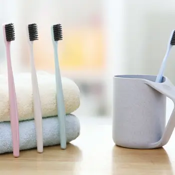 

1Pc Environmental Bamboo Charcoal Soft-bristle Toothbrush Adults Toothbrush Travel Student's Toothbrush with Cylinder