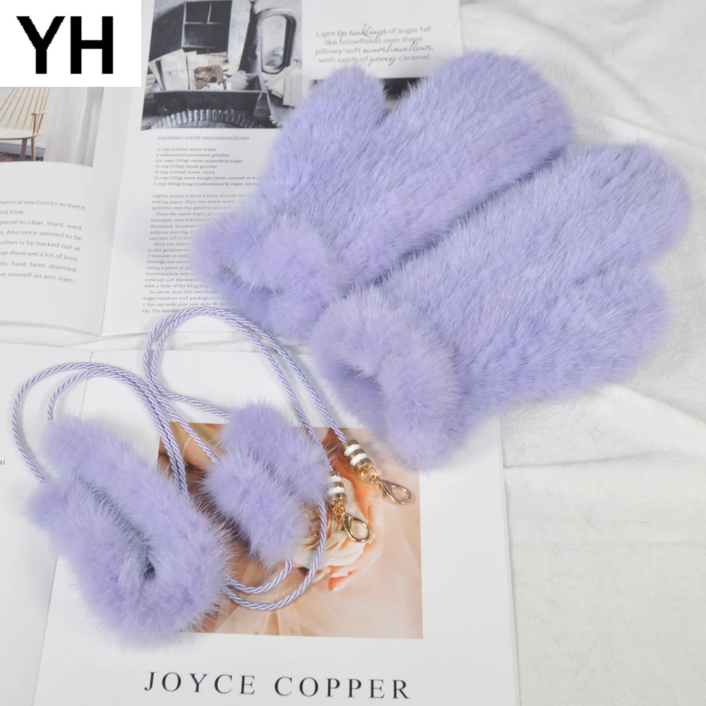 

Outdoor Warm Soft Women Real Mink Fur Gloves Girls Knitted Good Elastic Real Mink Fur Gloves Winter 100% Real Mink Fur Mittens