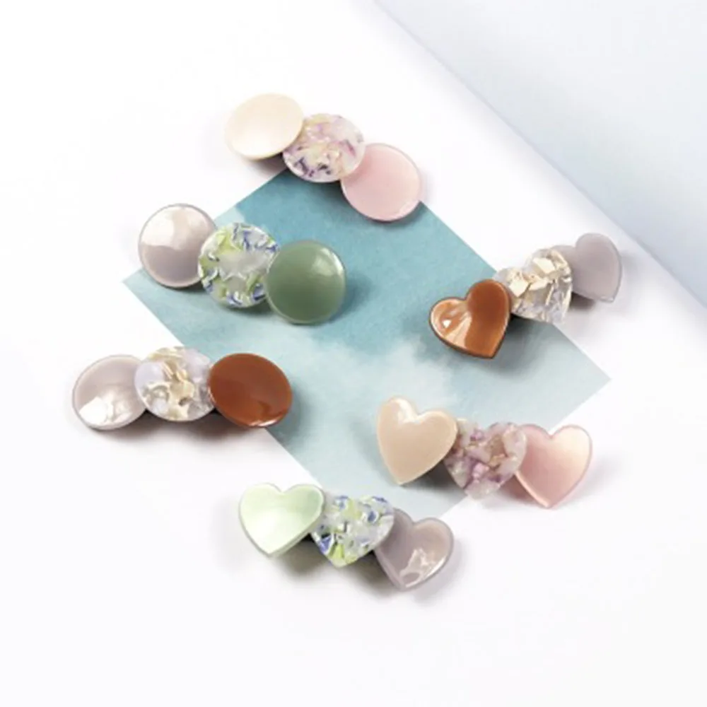 

Japan and Korea Style New Lady's Simple and Sweet Acetate Hair Clip Heart and Round Shape Girl's Hair Accessories