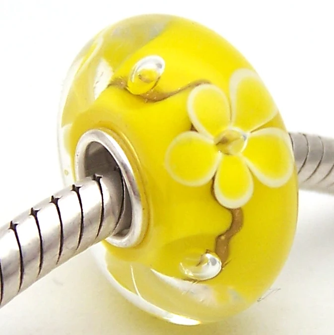 

PJG908 100% S925 Sterling Silver Beads Murano Glass beads Fit European Charms Bracelet charms diy jewelry Lampwork GlassBeads