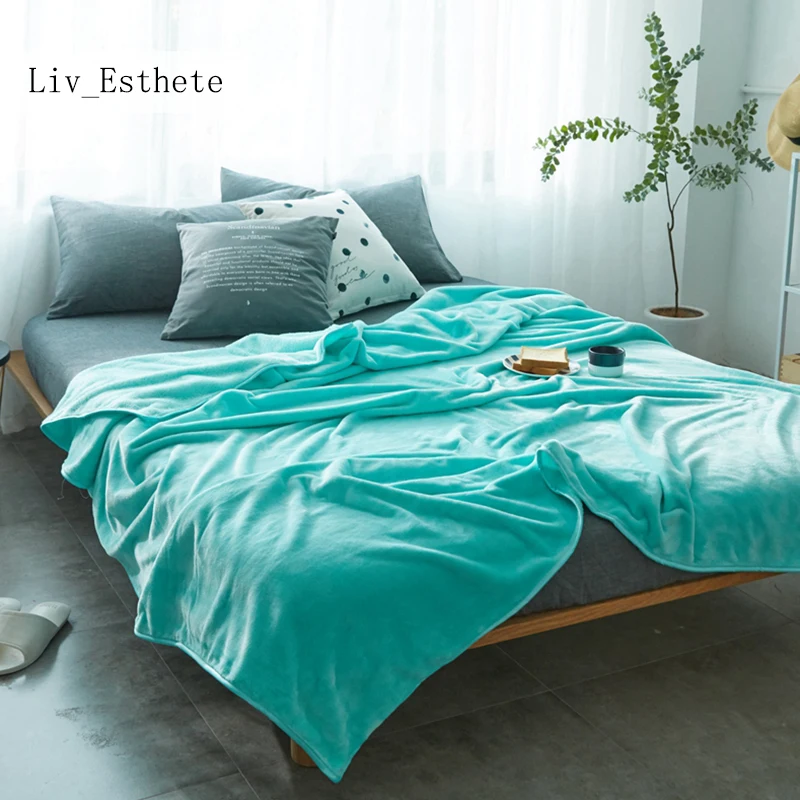 Liv_Ethete Tiffany Blue Flannel Blanket Throw Soft Print Winter Elegant Blanket Wrap Super Soft