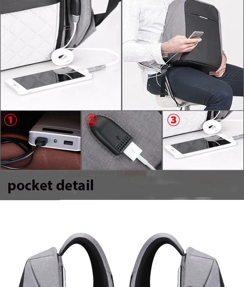 Mochila antirrobo con carga USB para hombres Mochila de viaje impermeable Mochila escolar para hombres adolescentes Mochila para ordenador portátil Mochila antirrobo con carga USB para hombres Mochila de viaje impermeable Mochila escolar para hombres adolescentes Mochila para ordenador portátil