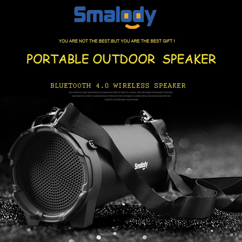 Smalody Bluetooth Speaker Portable Outdoor Wireless Speakers with Carrying Strap Built in USB