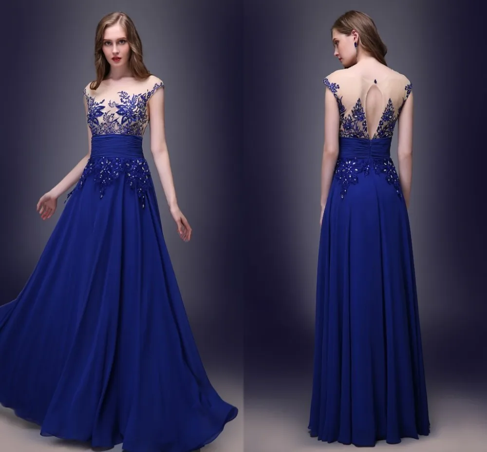

BacklakeGirls 2019 New Style Round Neck Tulle Eveing Dresses Sleeveless Hollow Out Back Appliques A Line Dress For Formal Party