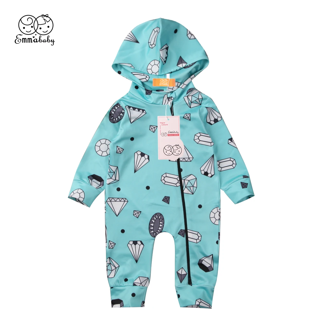 Emmababy Infant 0 24M Baby Infant Boys Girl Romper Long Sleeve Zippers