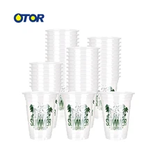 10 шт 12 унций 16 унций 22 унций прозрачные одноразовые стаканчики пластиковые стаканчики для чая, кофе, воды с крышками для холодного кофе, Пузырьковые Боба для смузи, вечерние