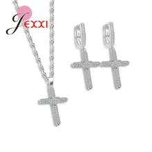 JEXXI New Design Jewelry Set For Elegant Lady 925 Sterling Silver Jewelry Set Necklace/Earrings For Women In Wedding.