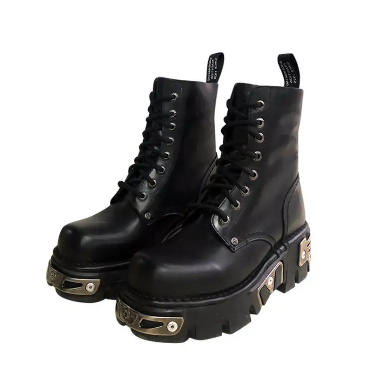 Женская обувь высокого качества женские Ботинки Ботильоны на толстой подошве модные черные мотоциклетные ботинки г. Новые осенние модные ботинки X57
