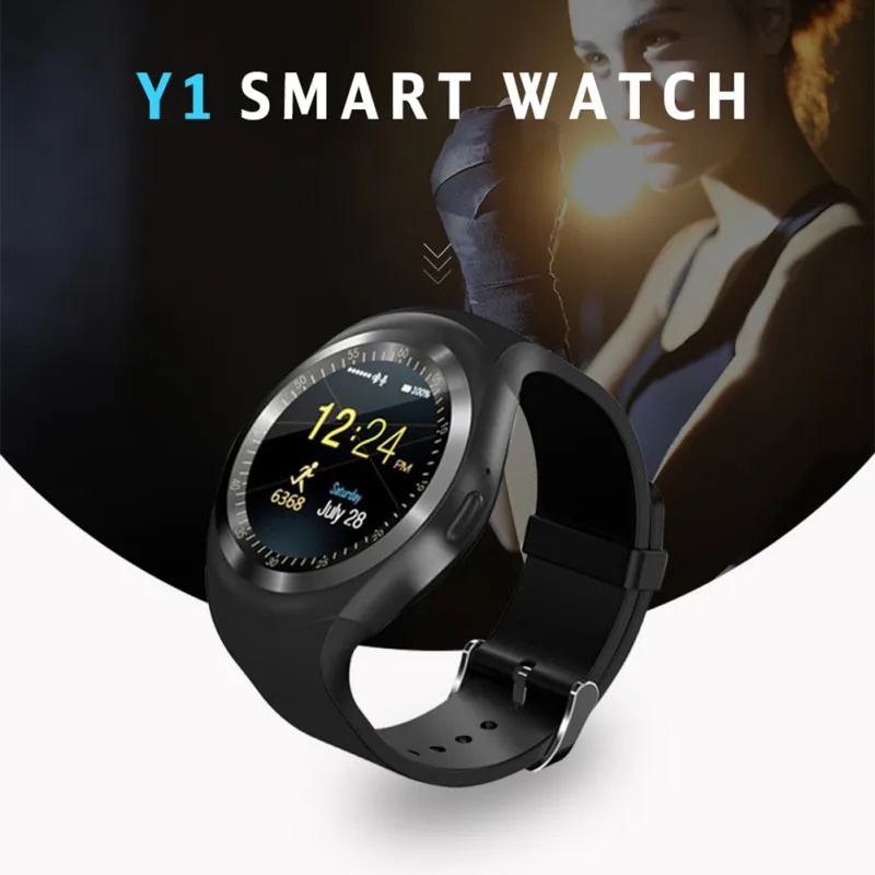 Bluetooth Y1 Смарт-часы Relogio Android SmartWatch телефонный звонок GSM Sim Удаленная камера Дисплей информации спортивный шагомер