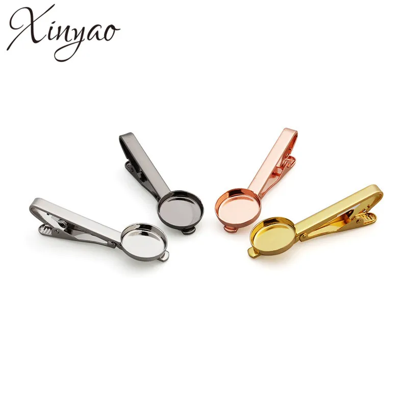 

XINYAO 5pcs/lot Copper Blank Tie Clips Base Fit 16/20mm Photo Glass Cabochon Cameo Settings Bezel Tray Diy Jewelry Making F5441