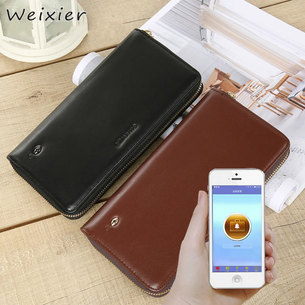 WEIXIER новинка 2019 умный мужской кошелек из натуральной кожи gps трекер зажим для